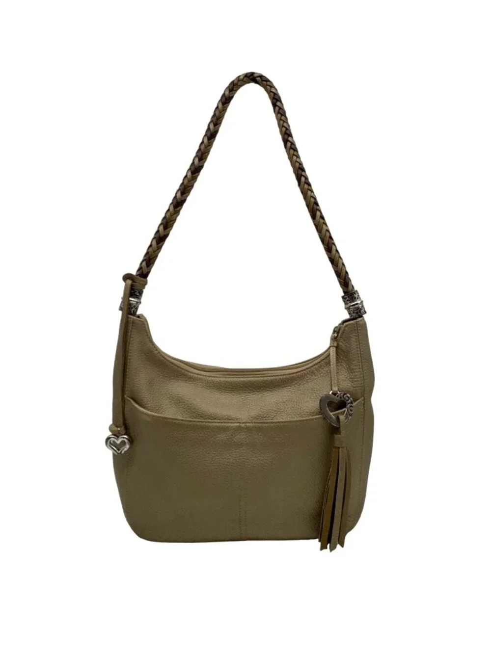 Brighton Barbados Zinc Pearl Pebbled Leather Hobo Bag